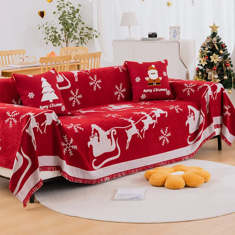 1 Pc Christmas Sofa Slipcover Throw Furniture Cover