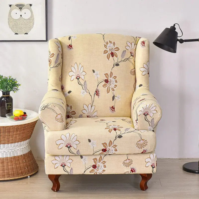 Crfatop 2 Piece Stretch Spandex Wingback Chair Slipcover Yellow