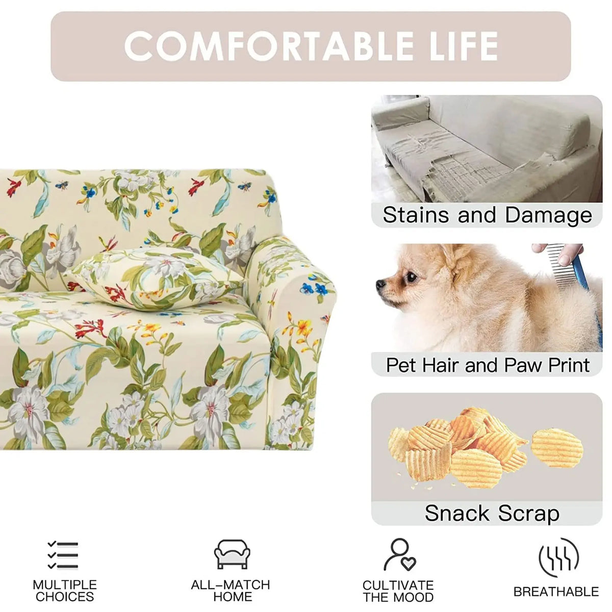 Crfatop 2pcs Sectional Couch Covers