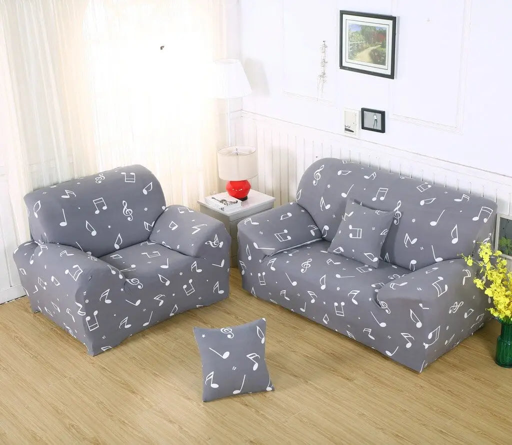 Crfatop Printed One-piece Sofa Slipcover For 1/2/3/4 Sofa M-2-SEATER-Grey