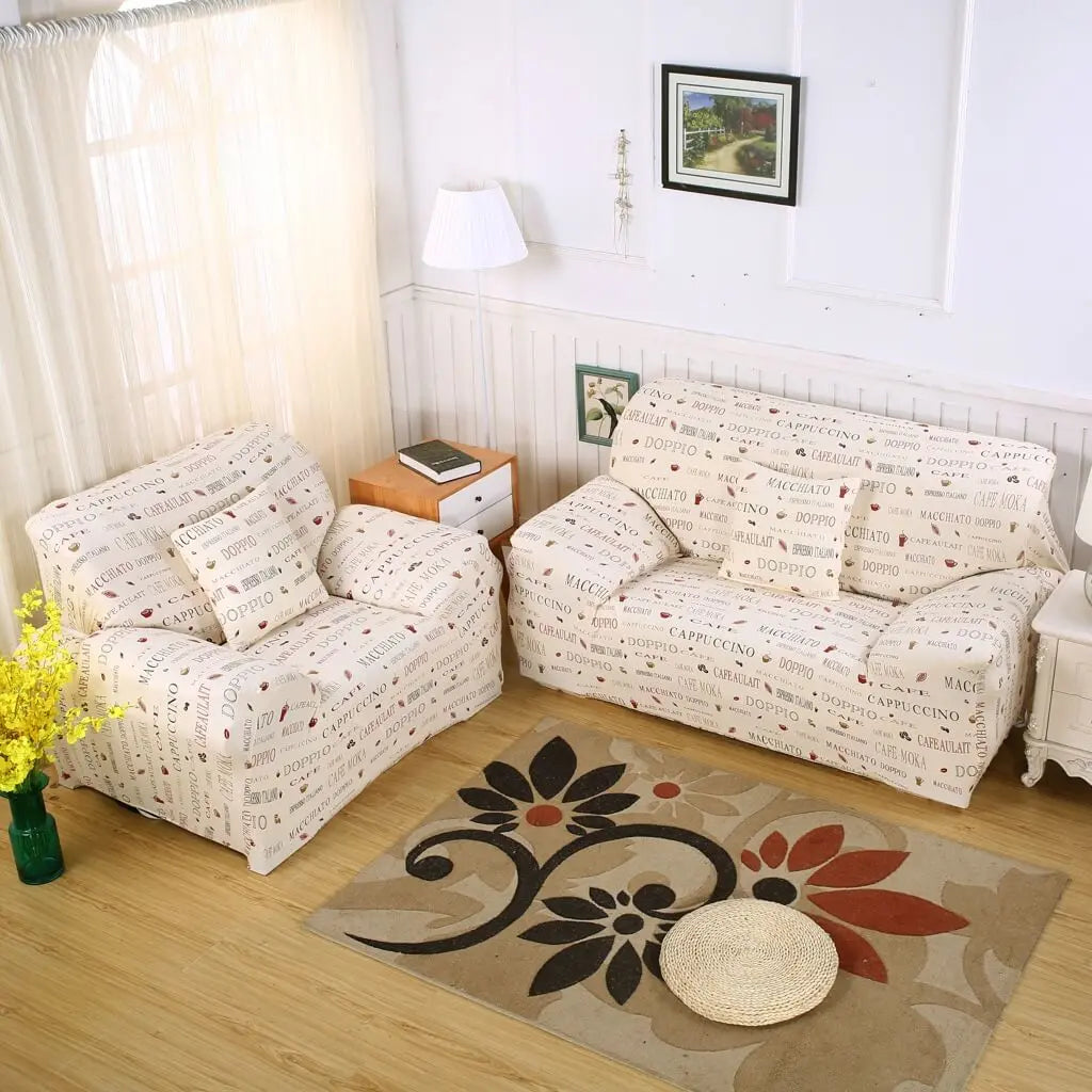 Crfatop Printed One-piece Sofa Slipcover For 1/2/3/4 Sofa M-2-SEATER-Beige