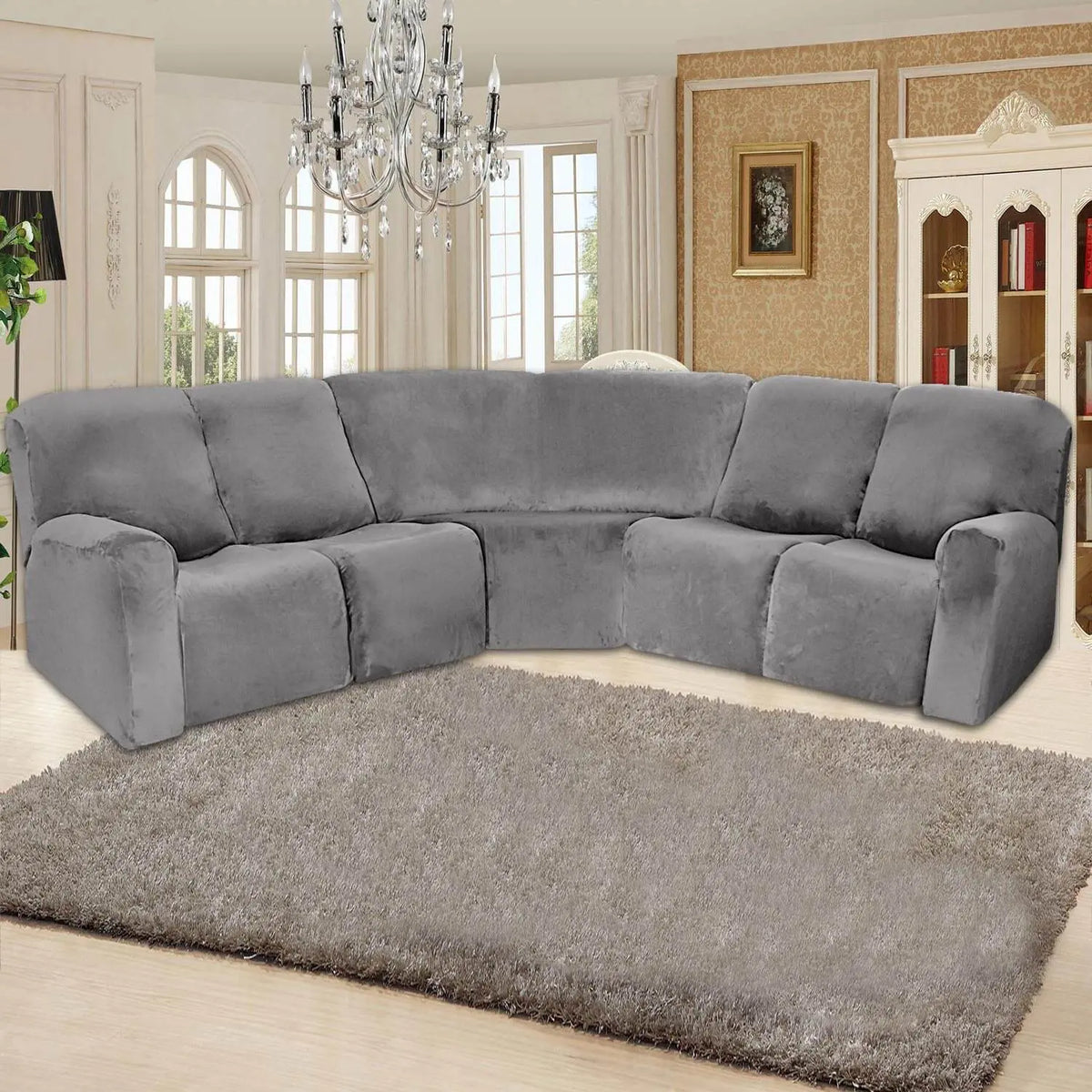 Crfatop 5-seater L Shape Sofa Cover with Recliner