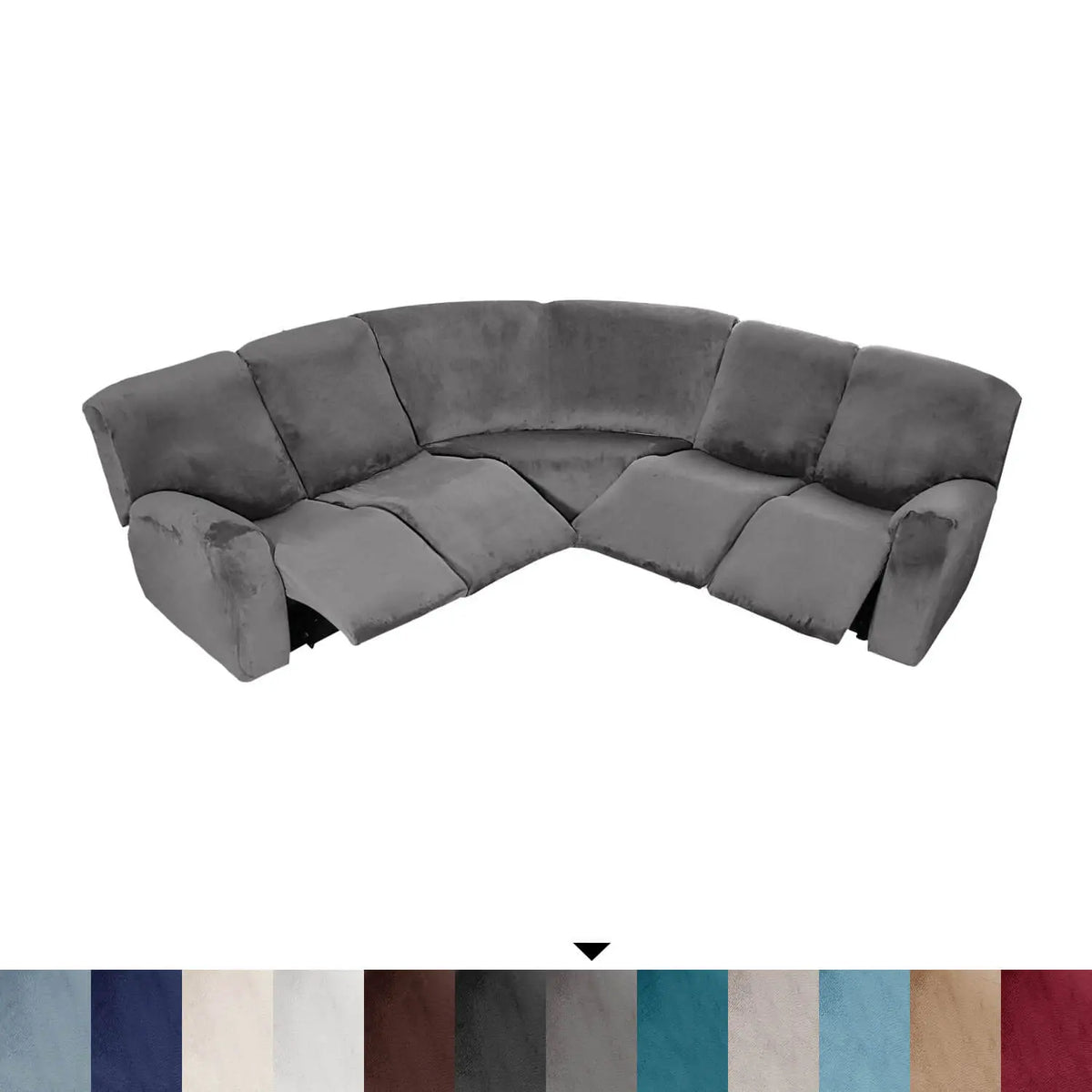 Crfatop 5-seater L Shape Sofa Cover with Recliner Grey