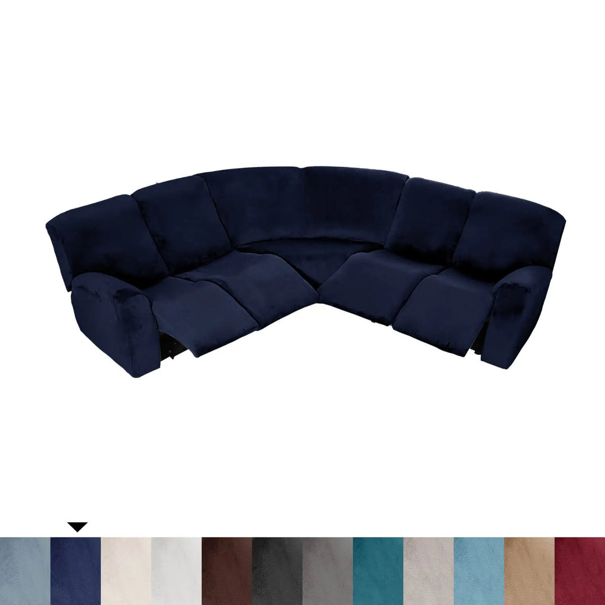 Crfatop 5-seater L Shape Sofa Cover with Recliner Royal-Blue