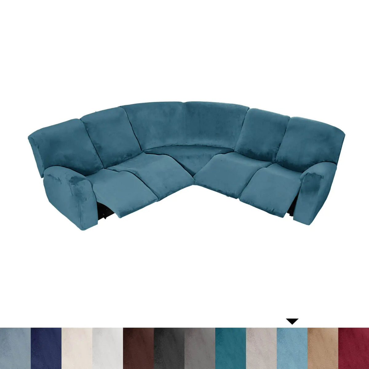Crfatop 5-seater L Shape Sofa Cover with Recliner Teal