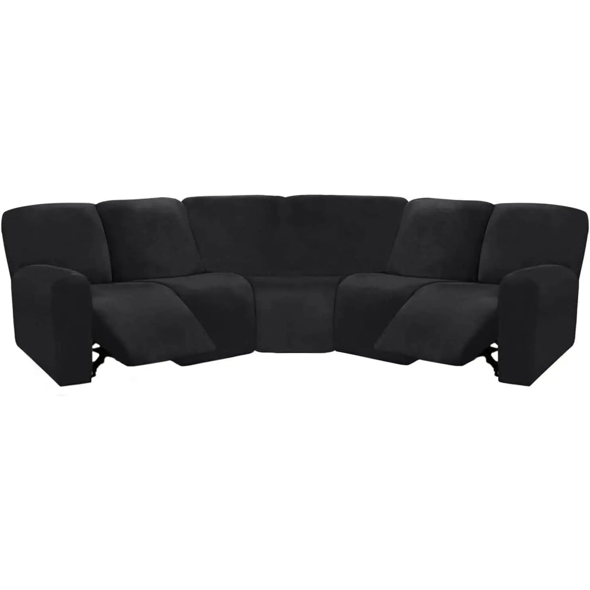 Crfatop 5-seater L Shape Sofa Cover with Recliner Black