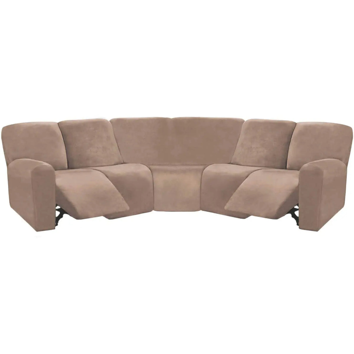 Crfatop 5-seater L Shape Sofa Cover with Recliner Light-Camel