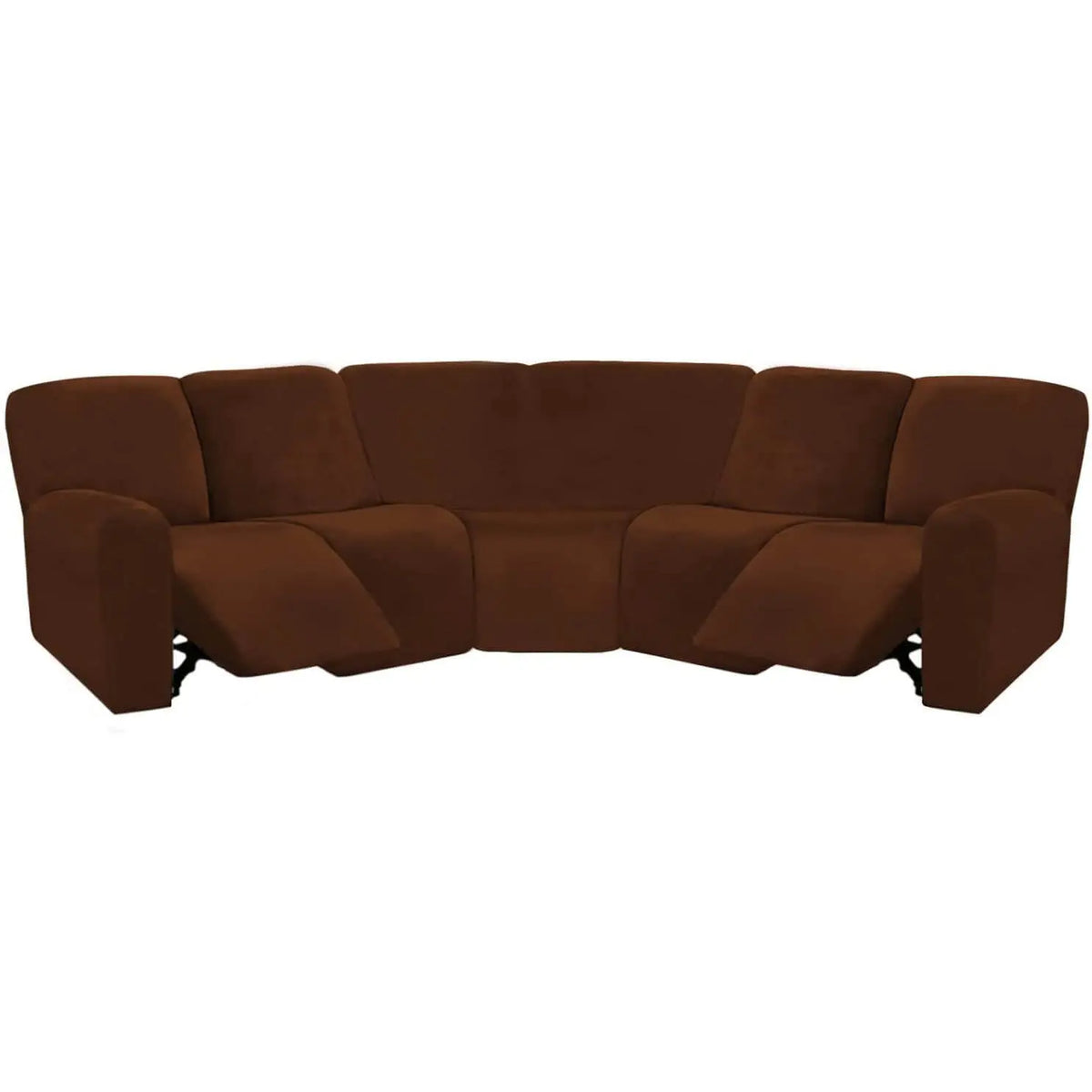 Crfatop 5-seater L Shape Sofa Cover with Recliner Brown
