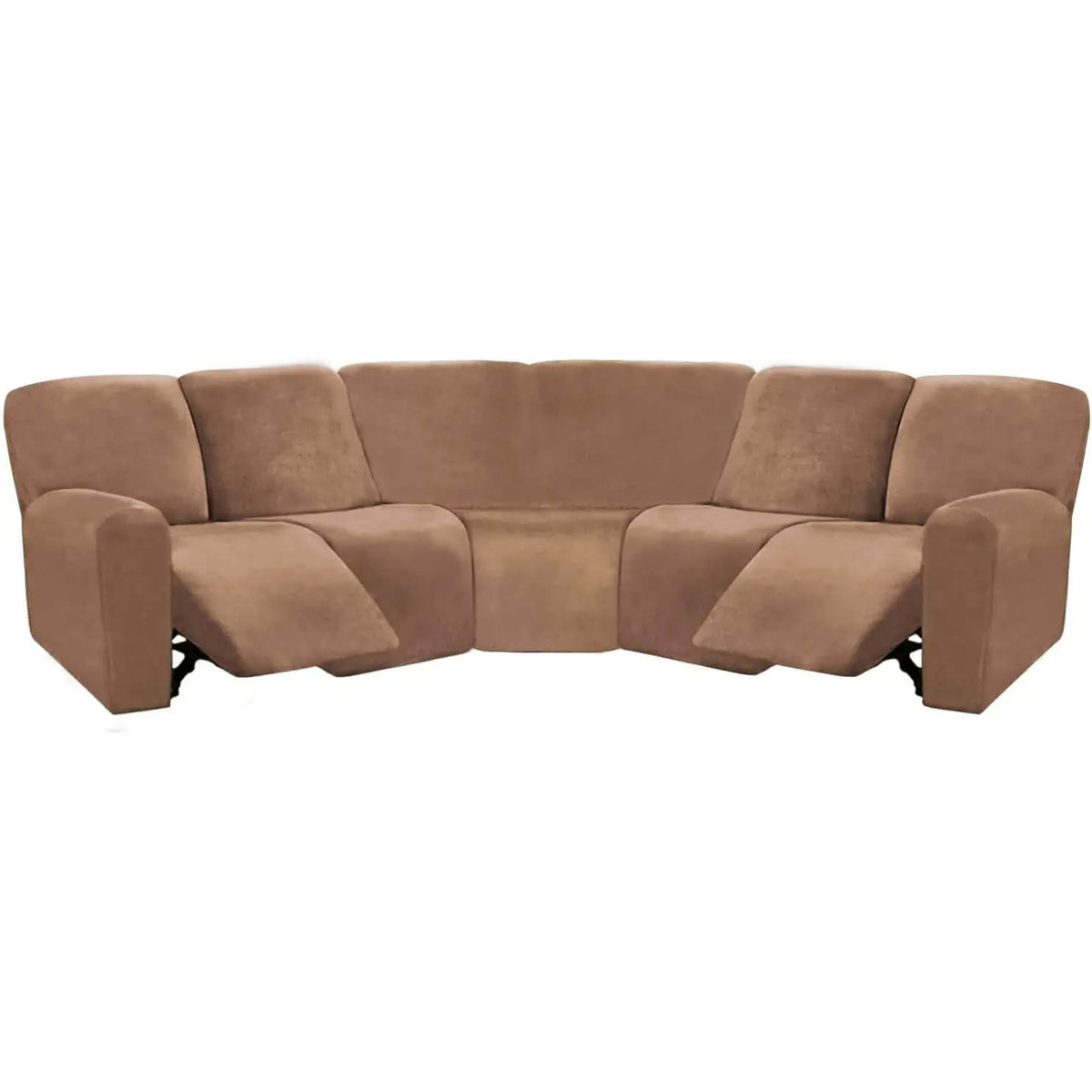 Crfatop 5-seater L Shape Sofa Cover with Recliner Camel
