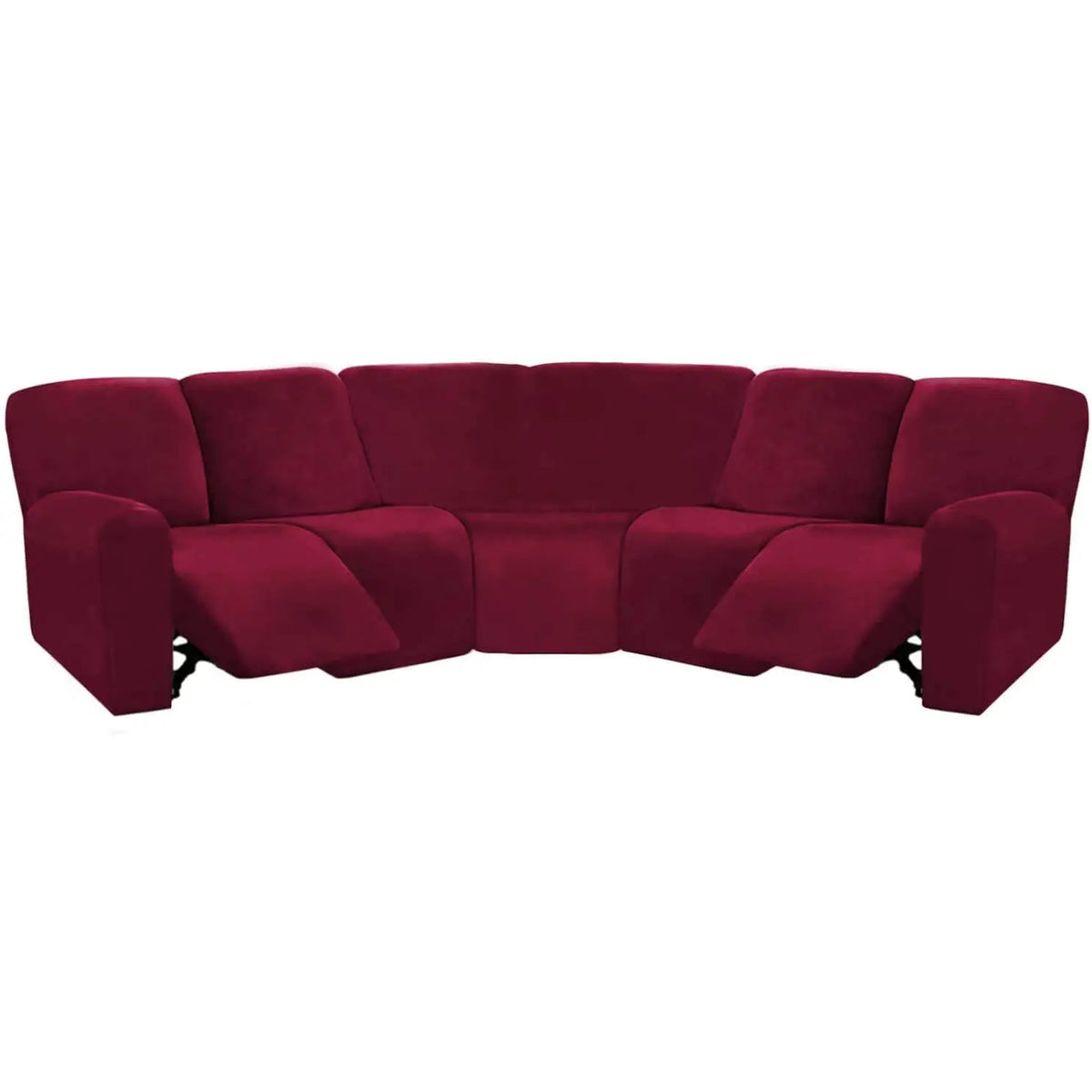 Crfatop 5-seater L Shape Sofa Cover with Recliner Wine