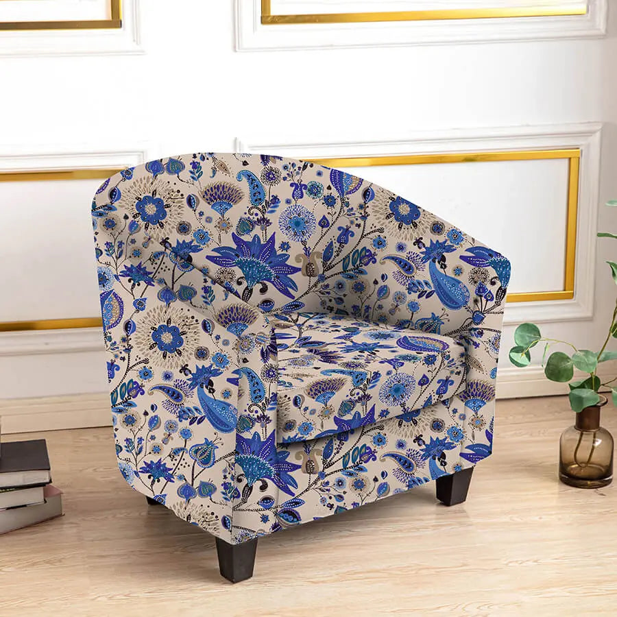 Chic Printed Club Chair Slipcover with Box Cushion Cover