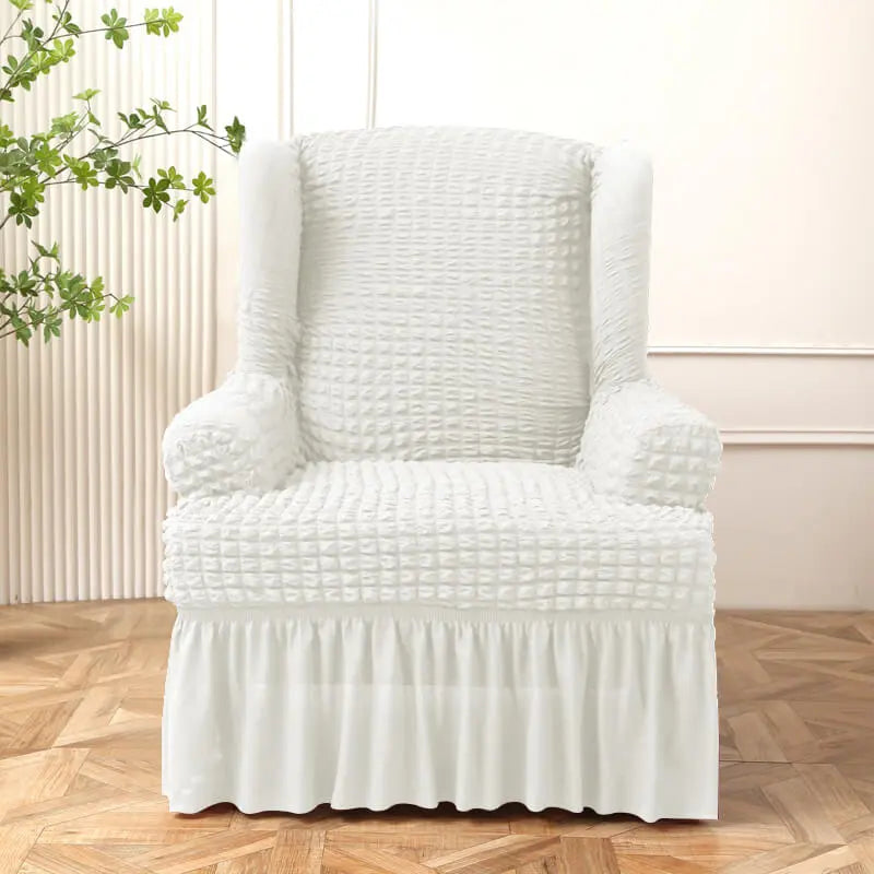 Crfatop Classical Wingback Chair Cover with Arms White