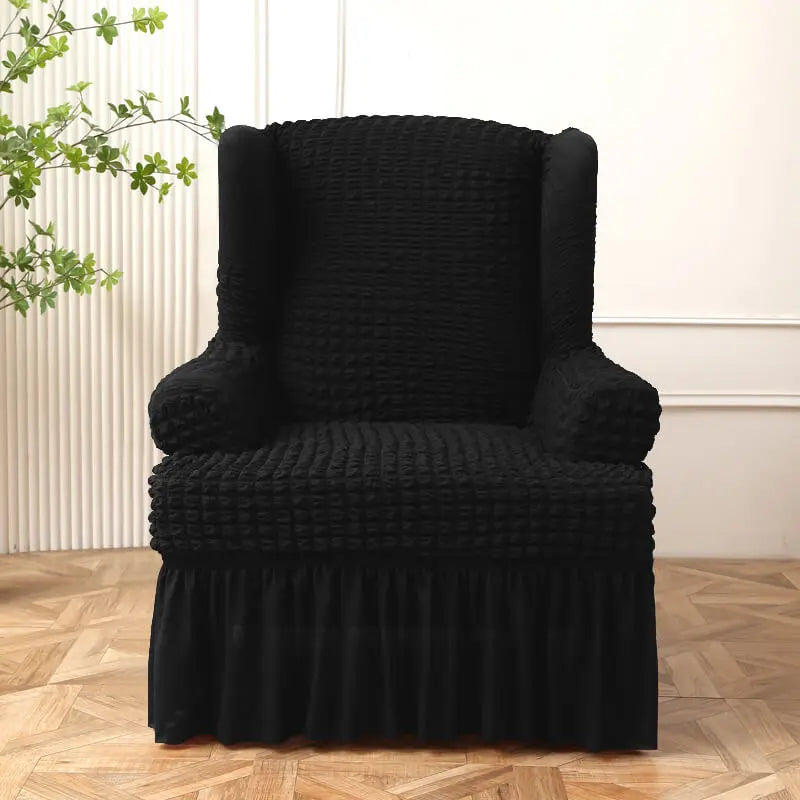 Crfatop Classical Wingback Chair Cover with Arms Black