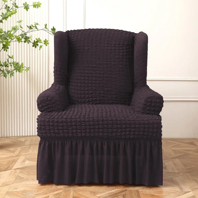 Crfatop Classical Wingback Chair Cover with Arms Purple