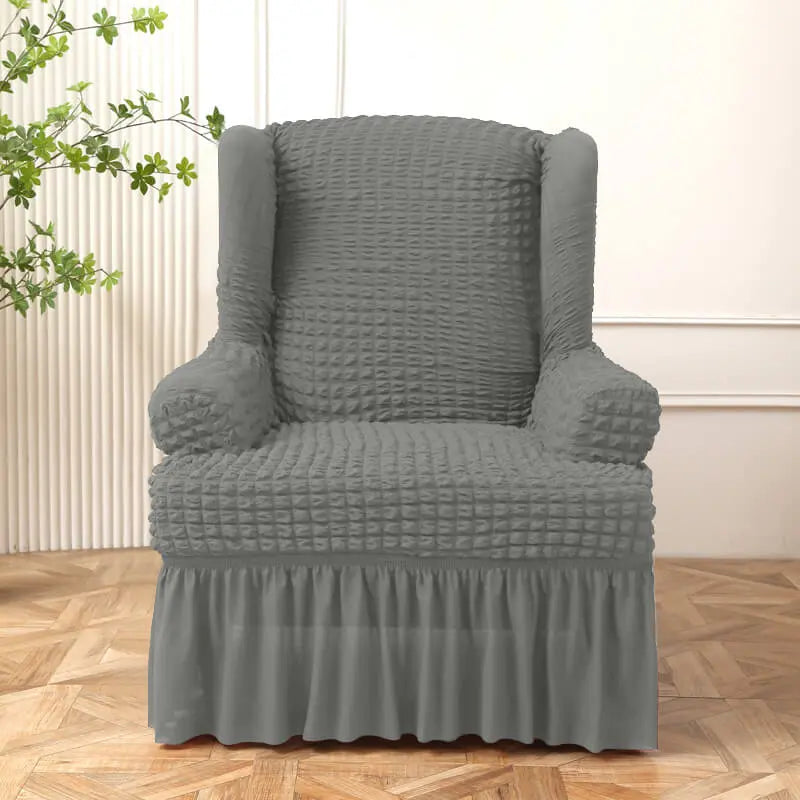Crfatop Classical Wingback Chair Cover with Arms Light-Grey