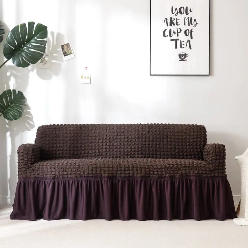 Crfatop Decorative Seersucker Box Cushion Sofa Slipcover XL-4-seater-Sofa-230cm-300cm-Brown