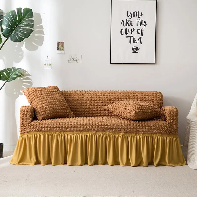 Crfatop Decorative Seersucker Box Cushion Sofa Slipcover