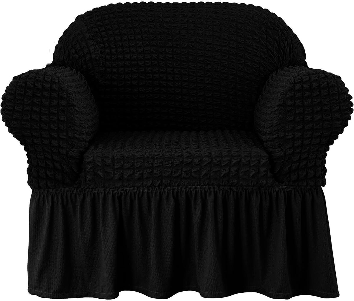 Crfatop Elegant Ruffled Armchair Sofa Cover Black