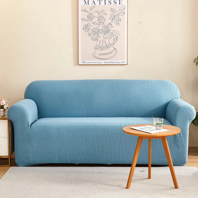 Crfatop Fitted Jacquard Sofa Cover For Summer XL-Teal