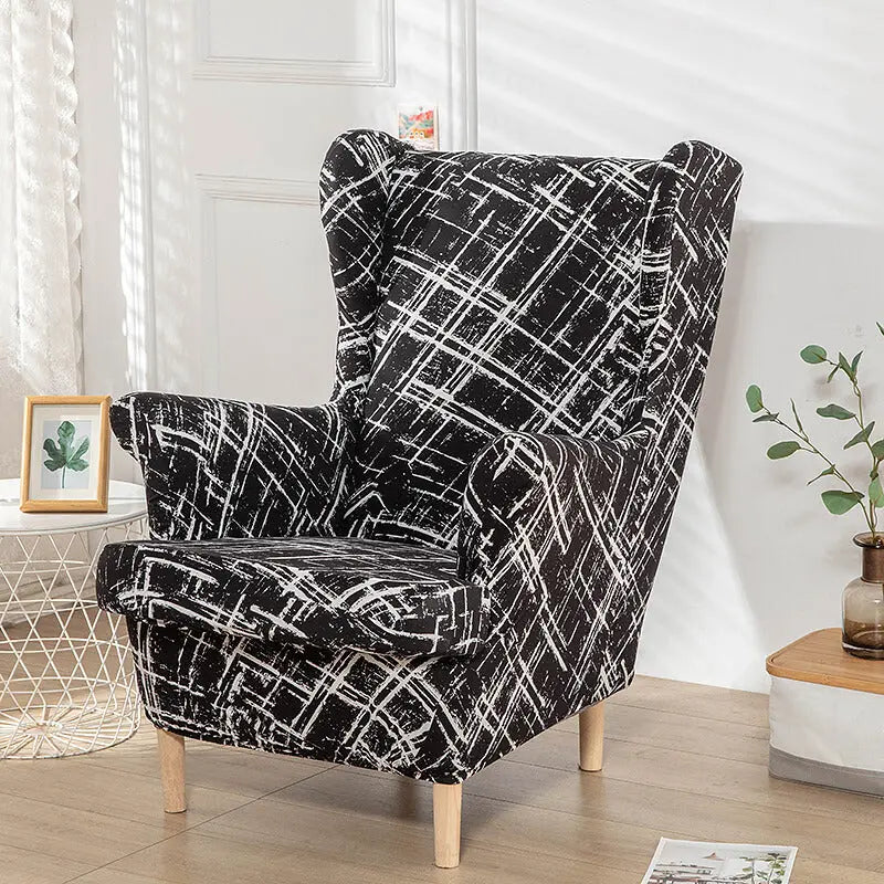 Crfatop Floral Wingback Chair Cover Black