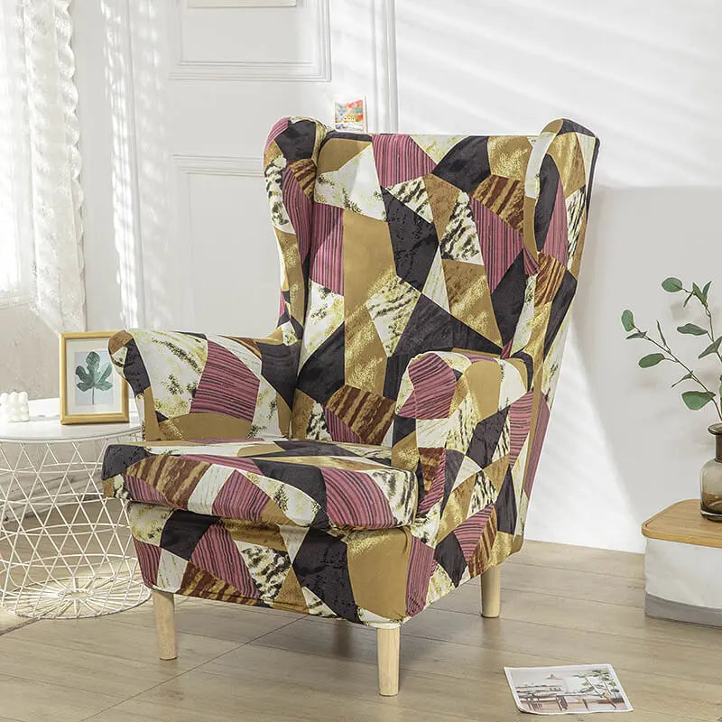 Crfatop Floral Wingback Chair Cover Red-black