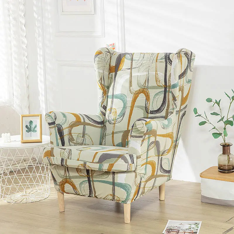 Crfatop Floral Wingback Chair Cover Light-Green