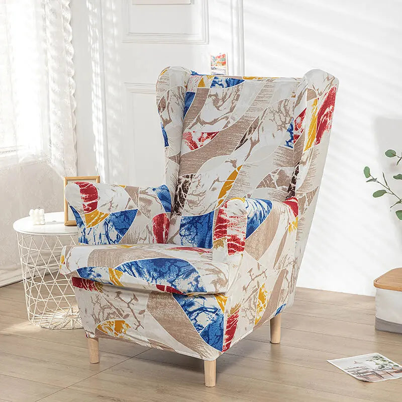 Crfatop Floral Wingback Chair Cover Khaki