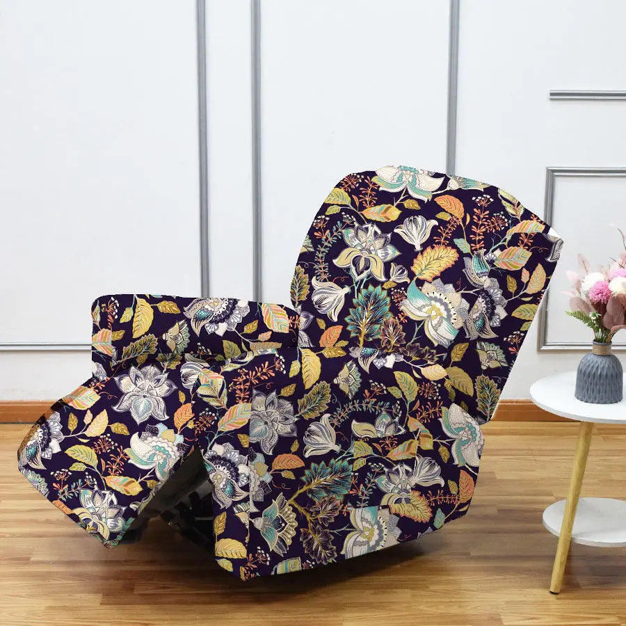 Crfatop Four Season Recliner Slipcover 1 Seat Cover for Recliners Black-Floral
