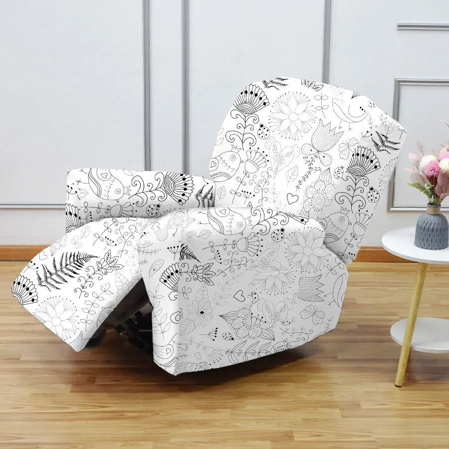 Crfatop Four Season Recliner Slipcover 1 Seat Cover for Recliners White-black