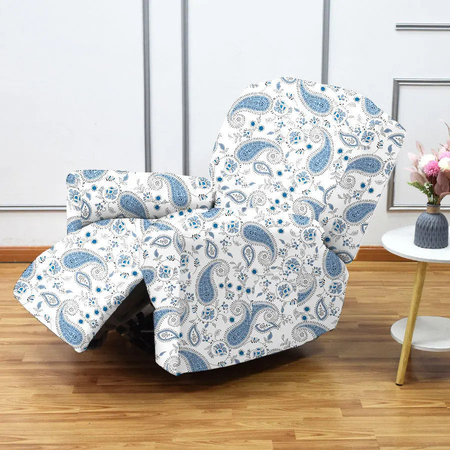 Crfatop Four Season Recliner Slipcover 1 Seat Cover for Recliners Blue-white