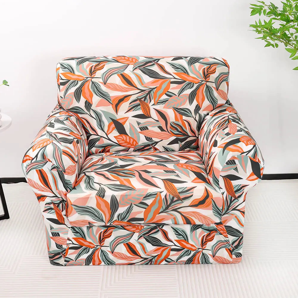 Crfatop Fun Printed Armchair Slipcover Box Cushion Sofa Cover Orange