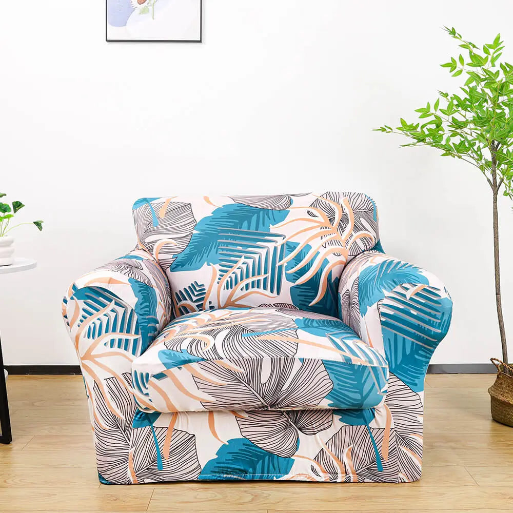 Crfatop Fun Printed Armchair Slipcover Box Cushion Sofa Cover Sky-Blue