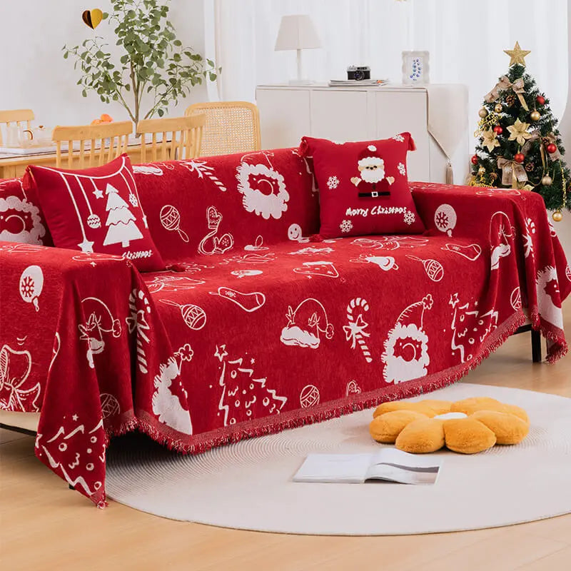 Crfatop High Quality Christmas Chenille Sofa Cover Red Couch Cover 180-200cm-70.8-78.84-in-Christmas-Wish