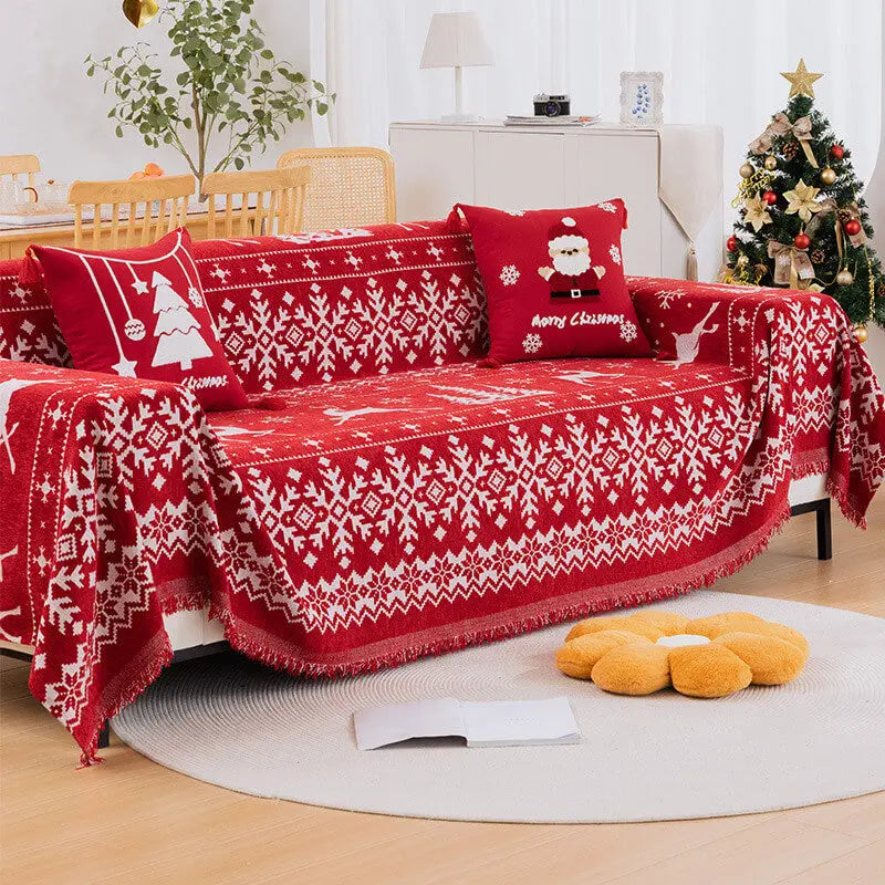 Crfatop High Quality Christmas Chenille Sofa Cover Red Couch Cover 180-200cm-70.8-78.84-in-Christmas-Dream