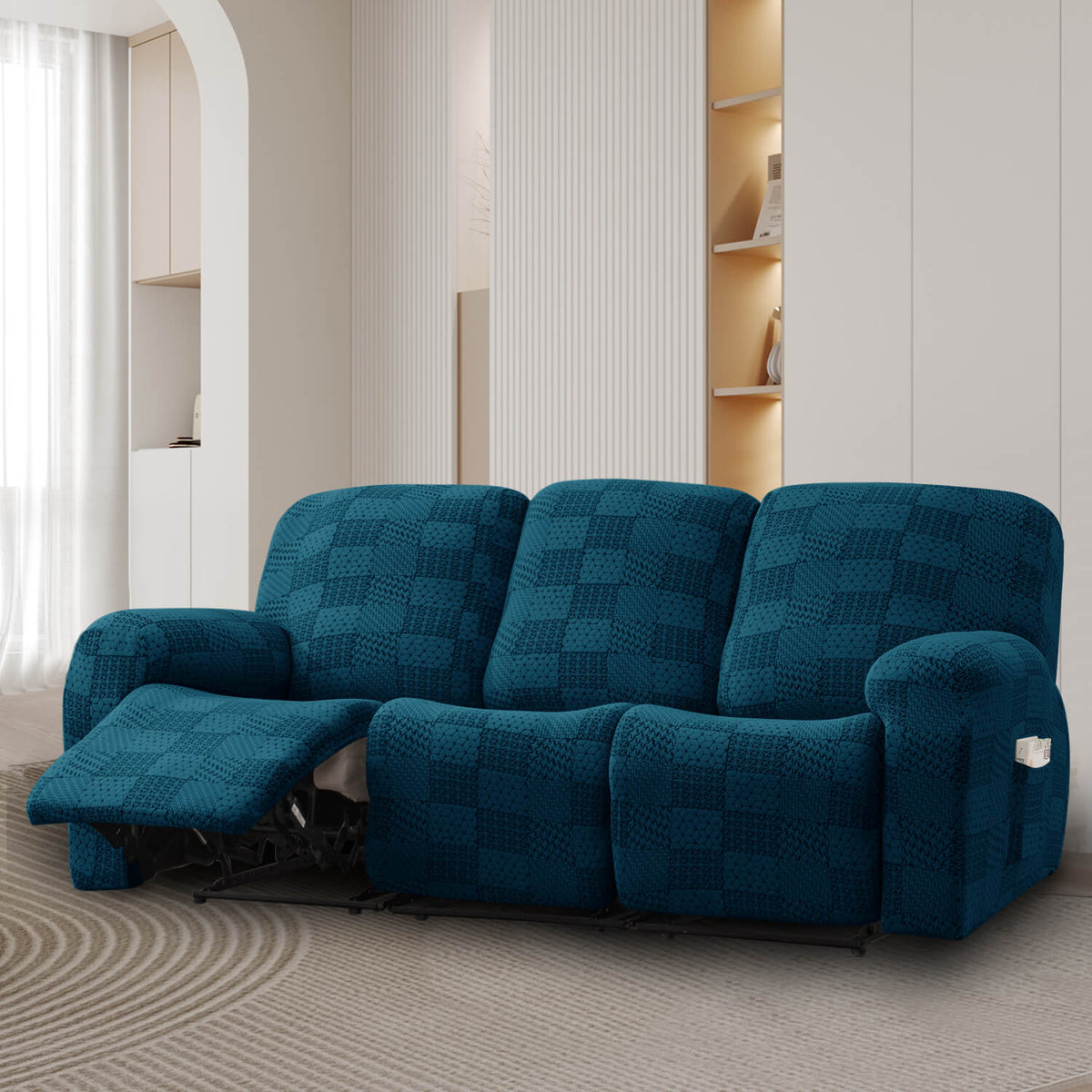 Crfatop High Quality Recliner Couch Cover Box Cushion Sofa Cover Recliner3-seaterTeal