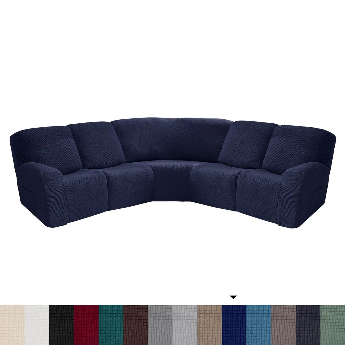 Crfatop L Shape Sectional Recliner Sofa Covers Corner Couch Covers Dark-Blue