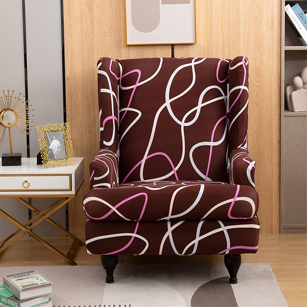 Crfatop Oversized Wingback Chair Slipcovers with Seat Cover - Dark Grey Brown