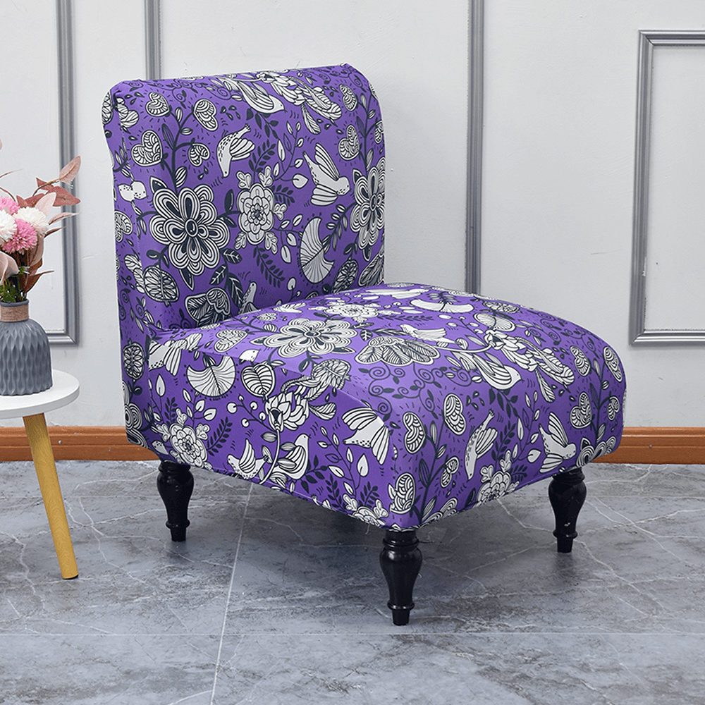 Crfatop Printed Armless Chair Slip Covers Purple