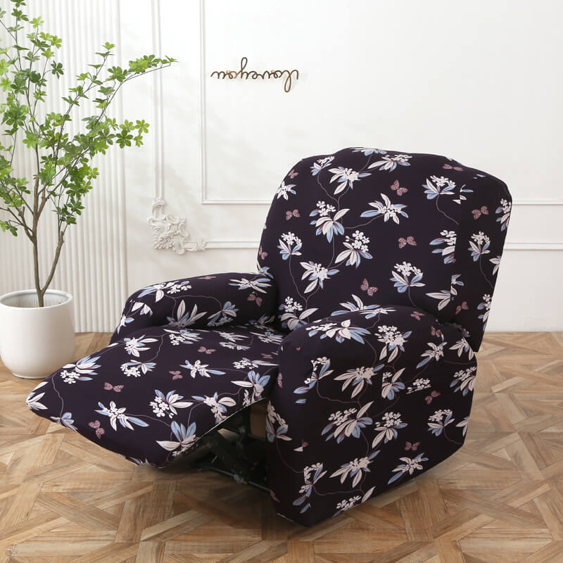 Crfatop Printed Recliner Chair Cover Black-purple