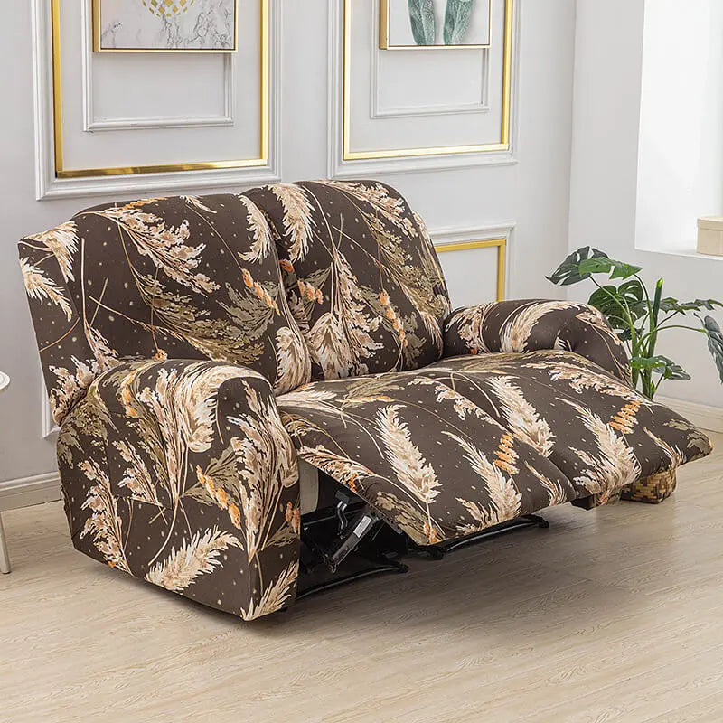 Crfatop Printed Recliner Loveseat Slipcover with Pockets 6-Pieces Lazy Boy 3-seat Cover