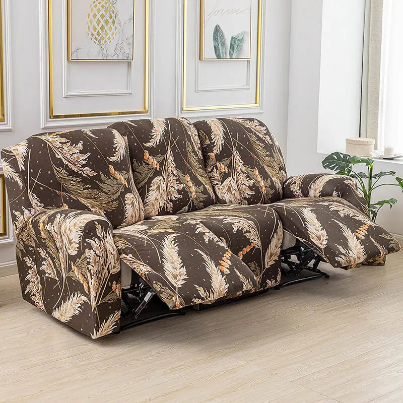 Crfatop Printed Recliner Loveseat Slipcover with Pockets 6-Pieces Lazy Boy 3-seat Cover