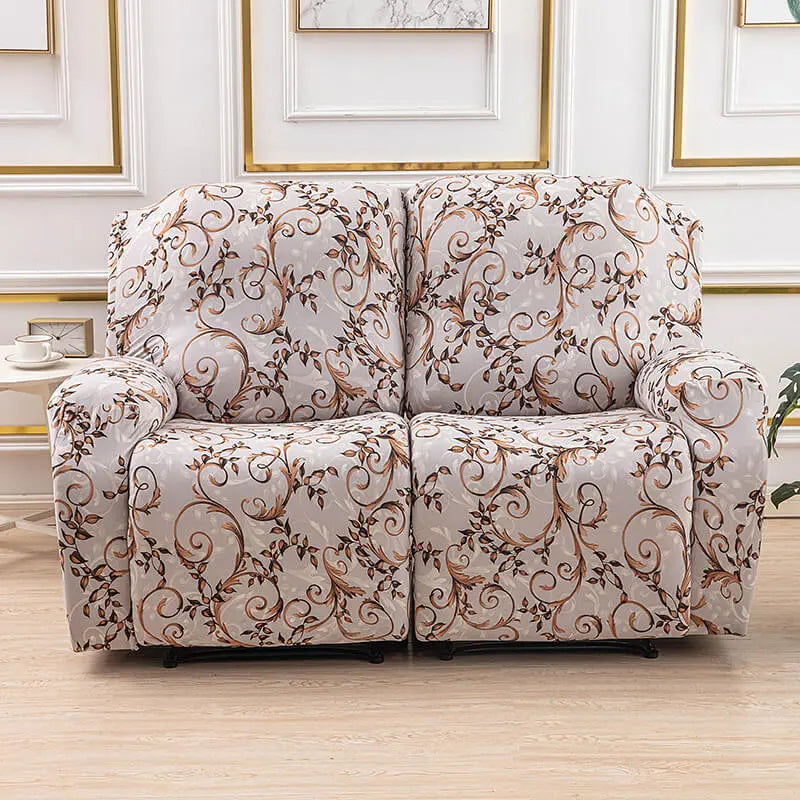 Crfatop Printed Recliner Loveseat Slipcover with Pockets 6-Pieces Lazy Boy 3-seat Cover M-Golden