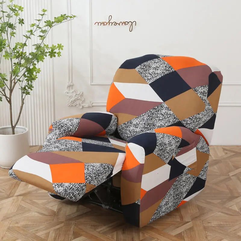 Crfatop Simple Recliner Chair Cover Waterproof Four Seasons Armchair Covers Orange