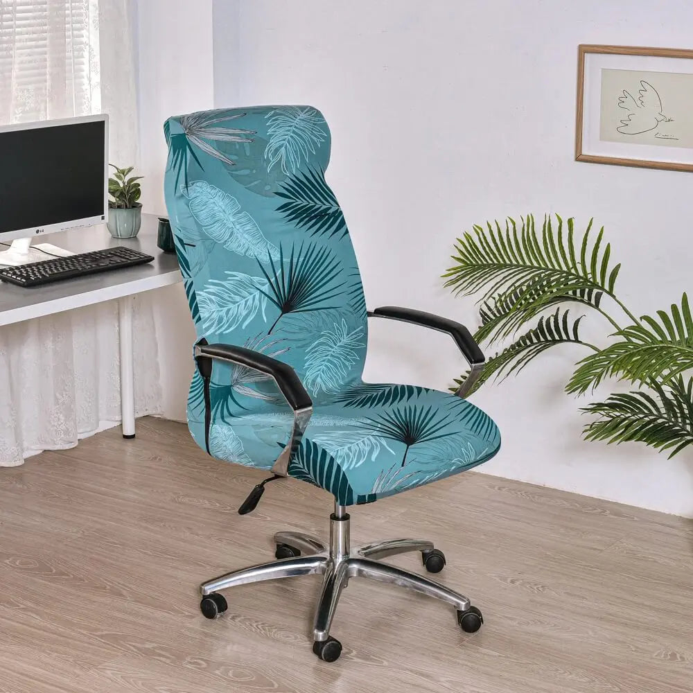 Crfatop Stretch Office Chair Cover with Zipper 2-Pieces-Teal