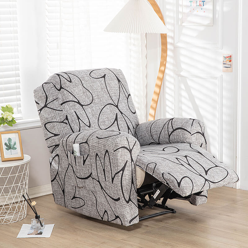 Crfatop Stretch Recliner Couch Cover Armchair Sofa Cover with Pockets Grey