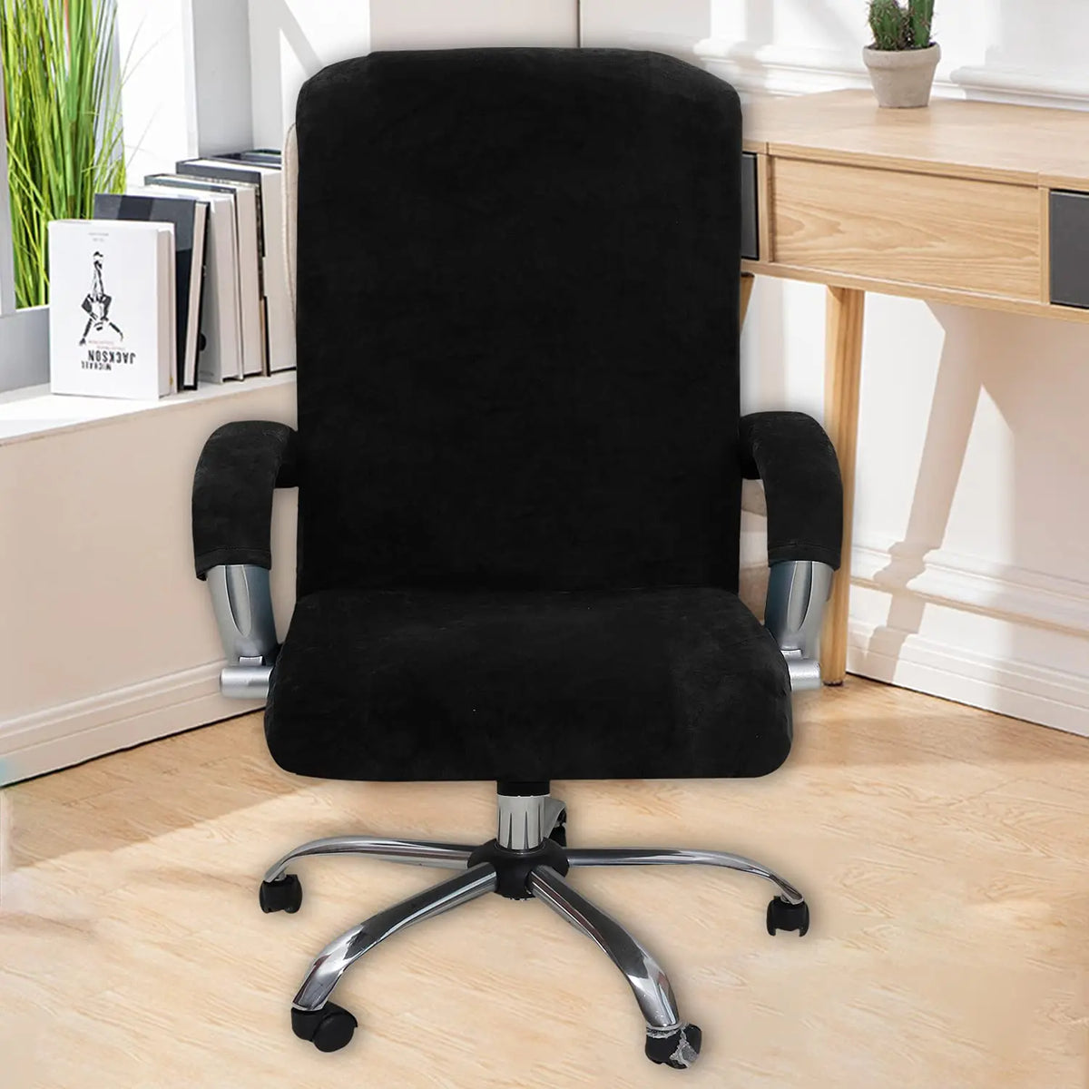 Crfatop Velvet Office Chair Cover with Arm Covers