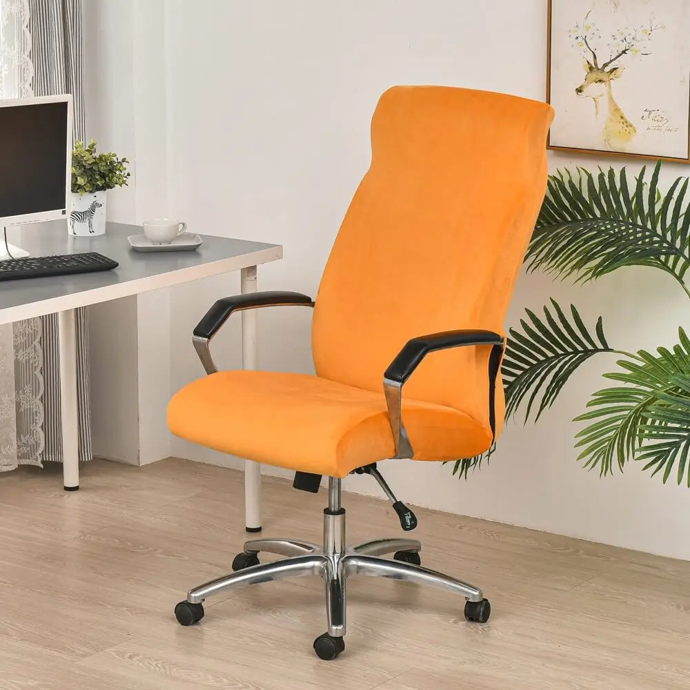 Crfatop Velvet Office Chair Cover with Arm Covers 2-Pieces-Orange
