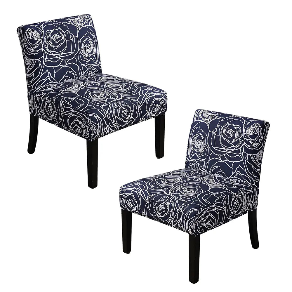 1 Pair Removeable Armless Accent Chair Cover Slipcover Stretch Slipper Chair Slipcover Floral Printed Elastic Spandex Covers for Chairs Without Arms Crfatop %sku%