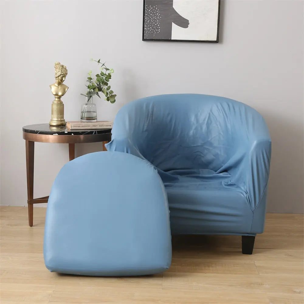 Crfatop PU Round Tub Chair Slipcover Leather Tub Club Chair Cover