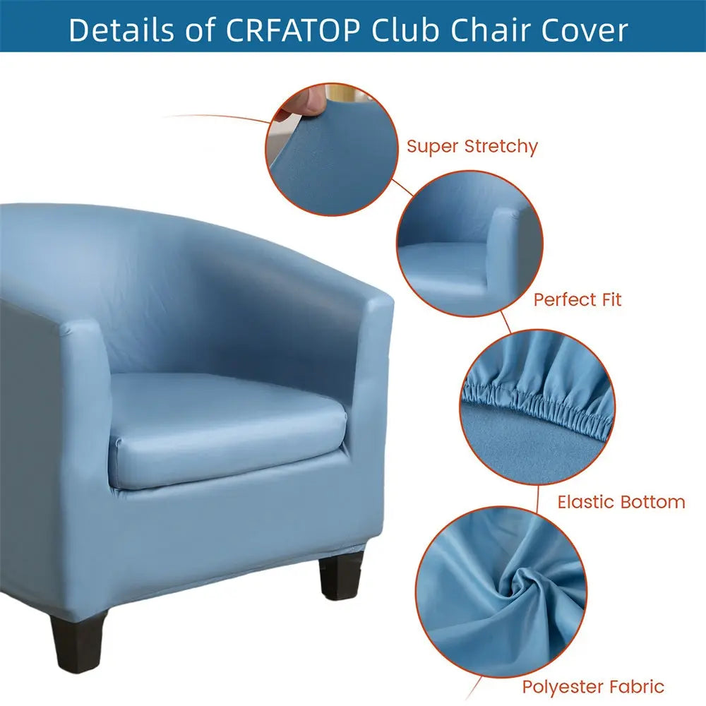 Crfatop PU Round Tub Chair Slipcover Leather Tub Club Chair Cover